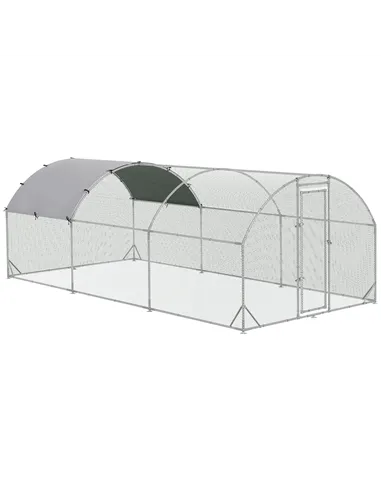 PawHut Galvanised Chicken Coop Hen House w/ Cover 5.7 x 2.8 x 2m