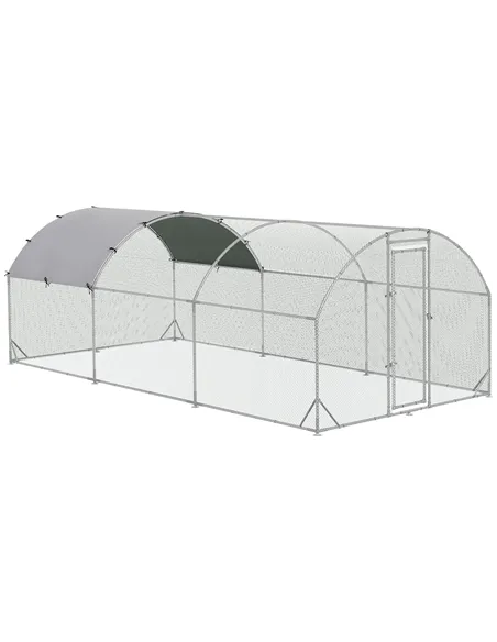 PawHut Galvanised Chicken Coop Hen House w/ Cover 5.7 x 2.8 x 2m