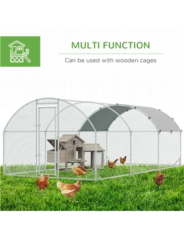 PawHut Galvanised Chicken Coop Hen House w/ Cover 5.7 x 2.8 x 2m