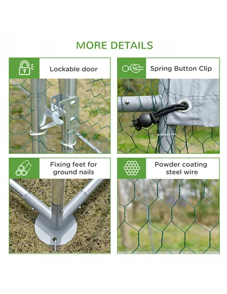 PawHut Galvanised Chicken Coop Hen House w/ Cover 5.7 x 2.8 x 2m