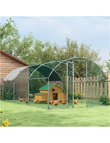 PawHut Galvanised Chicken Coop Hen House w/ Cover 5.7 x 2.8 x 2m