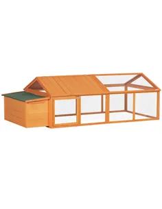 PawHut Wooden Chicken Coop with Nesting Box, Openable Roof, for 4-8 Chickens