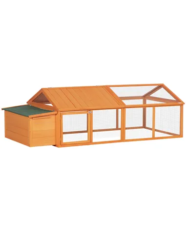 PawHut Wooden Chicken Coop with Nesting Box, Openable Roof, for 4-8 Chickens