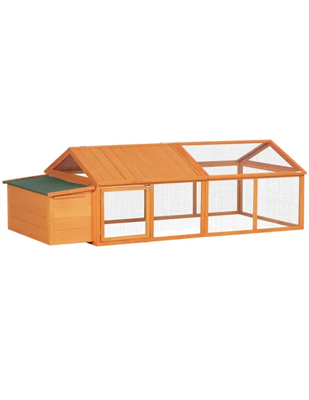 PawHut Wooden Chicken Coop with Nesting Box, Openable Roof, for 4-8 Chickens