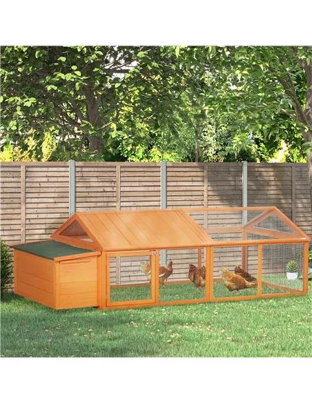 PawHut Wooden Chicken Coop with Nesting Box, Openable Roof, for 4-8 Chickens