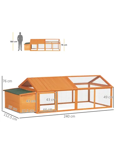 PawHut Wooden Chicken Coop with Nesting Box, Openable Roof, for 4-8 Chickens