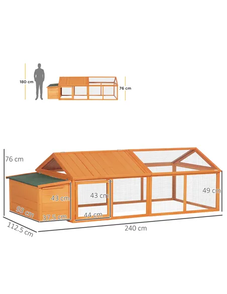 PawHut Wooden Chicken Coop with Nesting Box, Openable Roof, for 4-8 Chickens