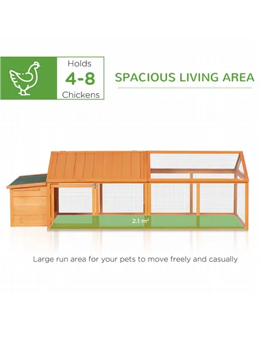 PawHut Wooden Chicken Coop with Nesting Box, Openable Roof, for 4-8 Chickens