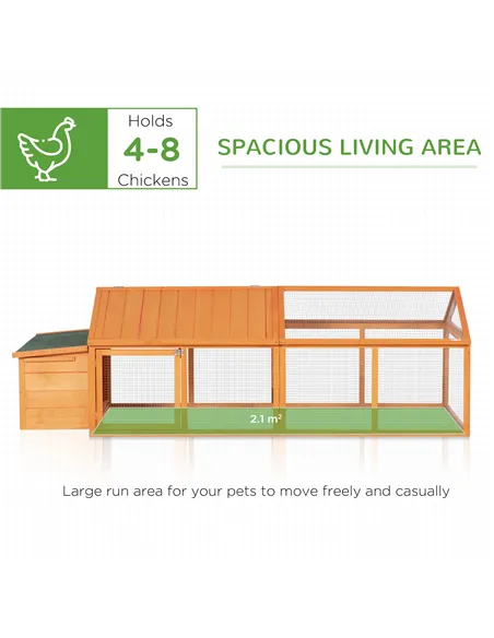 PawHut Wooden Chicken Coop with Nesting Box, Openable Roof, for 4-8 Chickens