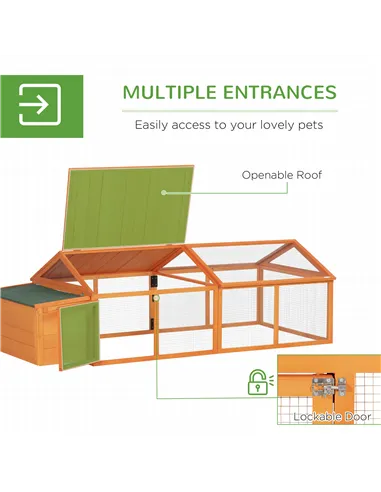 PawHut Wooden Chicken Coop with Nesting Box, Openable Roof, for 4-8 Chickens