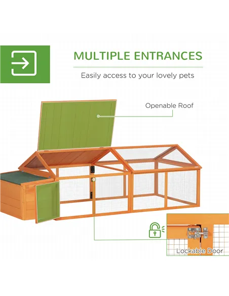 PawHut Wooden Chicken Coop with Nesting Box, Openable Roof, for 4-8 Chickens