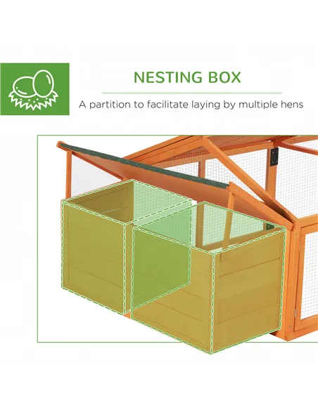 PawHut Wooden Chicken Coop with Nesting Box, Openable Roof, for 4-8 Chickens