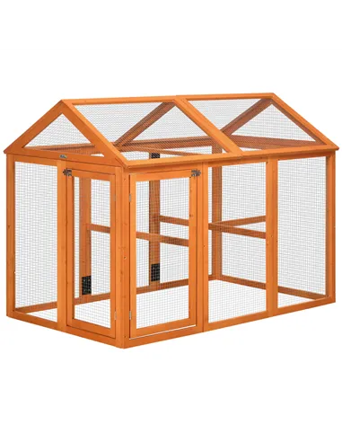PawHut Large Chicken Run, Wooden Chicken coop, with Combinable Design - Wood Effect