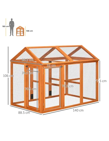 PawHut Large Chicken Run, Wooden Chicken coop, with Combinable Design - Wood Effect