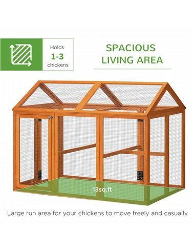 PawHut Large Chicken Run, Wooden Chicken coop, with Combinable Design - Wood Effect