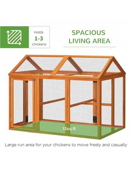 PawHut Large Chicken Run, Wooden Chicken coop, with Combinable Design - Wood Effect