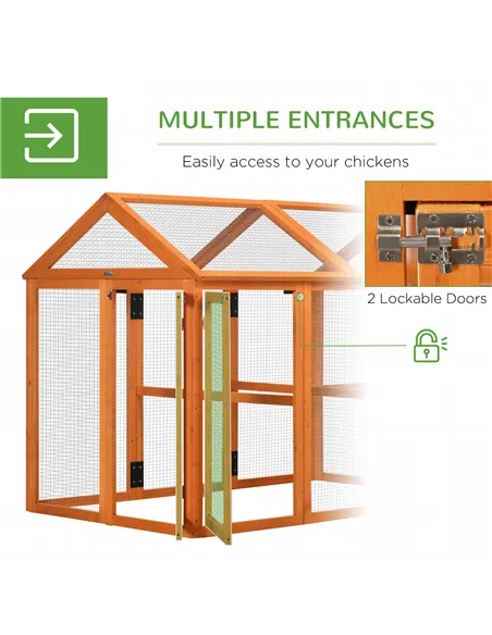 PawHut Large Chicken Run, Wooden Chicken coop, with Combinable Design - Wood Effect