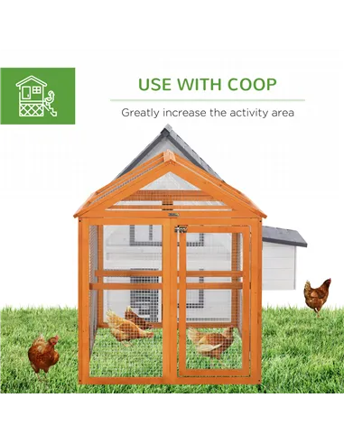 PawHut Large Chicken Run, Wooden Chicken coop, with Combinable Design - Wood Effect