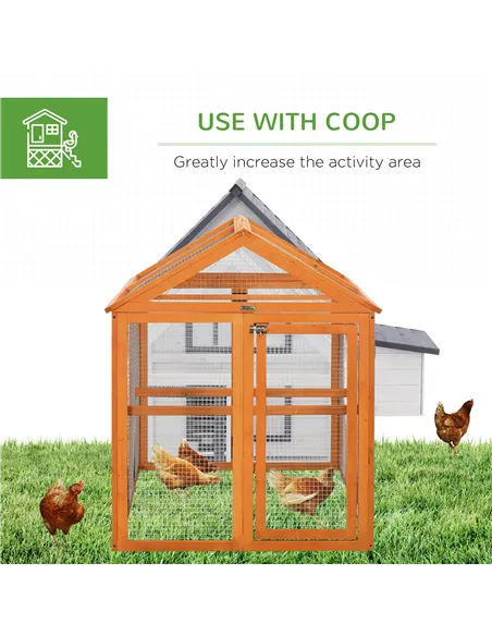 PawHut Large Chicken Run, Wooden Chicken coop, with Combinable Design - Wood Effect
