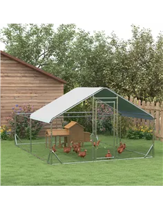PawHut Walk-In Chicken Run, Hen House, with Roof, for Ducks, Chickens, Rabbits 2