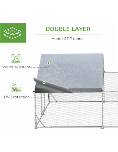 PawHut Walk-In Chicken Run, Hen House, with Roof, for Ducks, Chickens, Rabbits