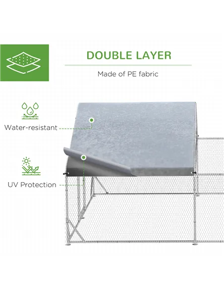 PawHut Walk-In Chicken Run, Hen House, with Roof, for Ducks, Chickens, Rabbits