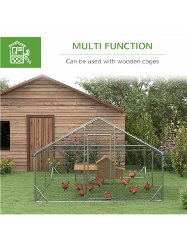 PawHut Walk-In Chicken Run, Hen House, with Roof, for Ducks, Chickens, Rabbits