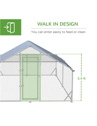 PawHut Walk-In Chicken Run, Hen House, with Roof, for Ducks, Chickens, Rabbits