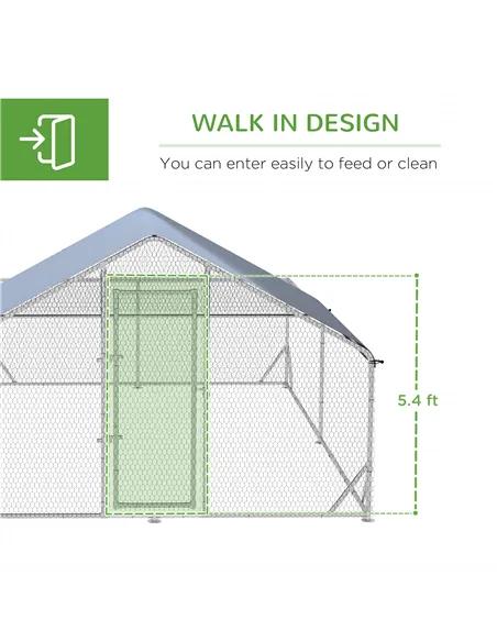 PawHut Walk-In Chicken Run, Hen House, with Roof, for Ducks, Chickens, Rabbits