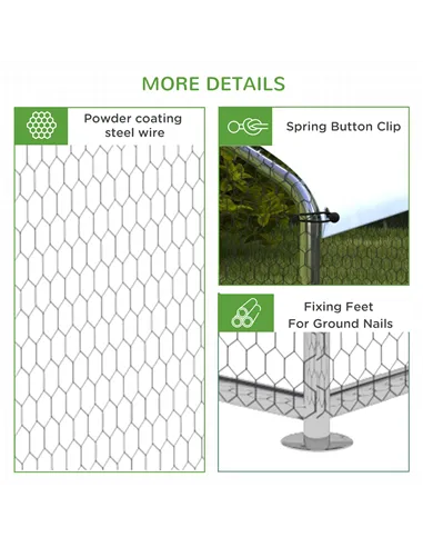 PawHut Walk-In Chicken Run, Hen House, with Roof, for Ducks, Chickens, Rabbits