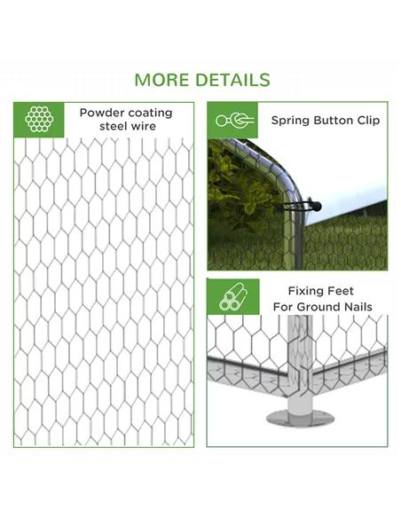 PawHut Walk-In Chicken Run, Hen House, with Roof, for Ducks, Chickens, Rabbits