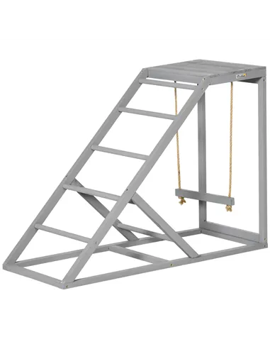 PawHut Wooden Chicken Coop Toy with Swing, Ladder, Platform, Grey