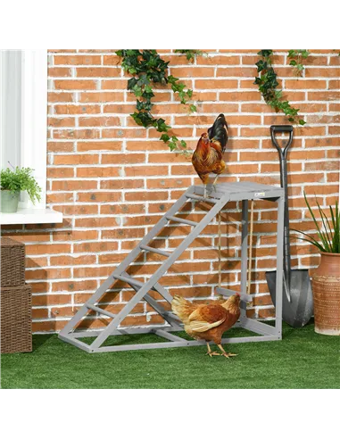 PawHut Wooden Chicken Coop Toy with Swing, Ladder, Platform, Grey