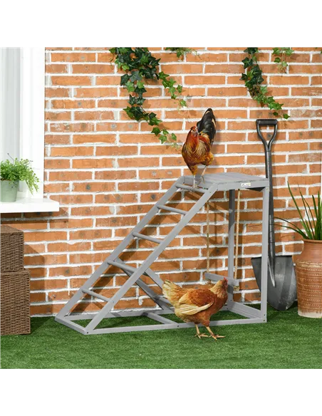 PawHut Wooden Chicken Coop Toy with Swing, Ladder, Platform, Grey
