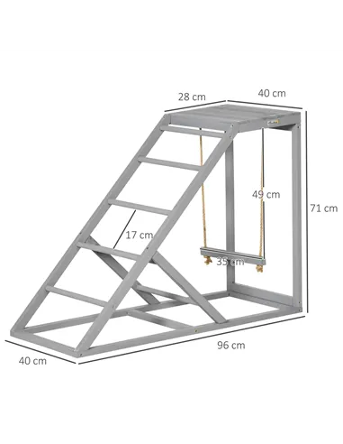 PawHut Wooden Chicken Coop Toy with Swing, Ladder, Platform, Grey