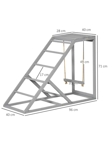 PawHut Wooden Chicken Coop Toy with Swing, Ladder, Platform, Grey
