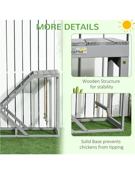 PawHut Wooden Chicken Coop Toy with Swing, Ladder, Platform, Grey