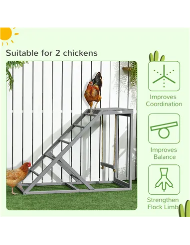 PawHut Wooden Chicken Coop Toy with Swing, Ladder, Platform, Grey