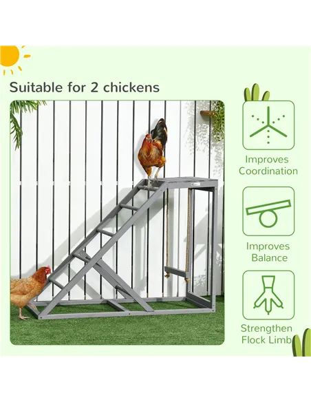 PawHut Wooden Chicken Coop Toy with Swing, Ladder, Platform, Grey