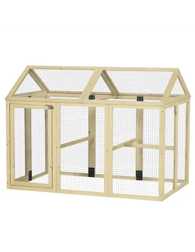 PawHut Large Chicken Run, Wooden Chicken coop, with Combinable Design - Natural Wood Finish