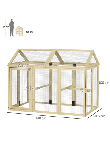 PawHut Large Chicken Run, Wooden Chicken coop, with Combinable Design - Natural Wood Finish