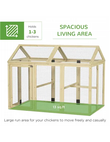 PawHut Large Chicken Run, Wooden Chicken coop, with Combinable Design - Natural Wood Finish