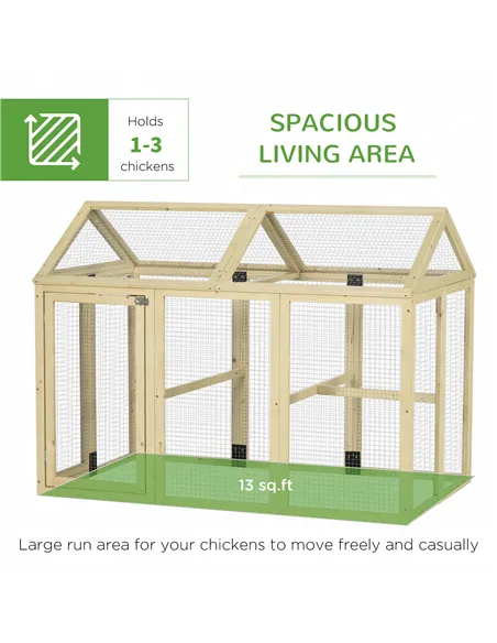 PawHut Large Chicken Run, Wooden Chicken coop, with Combinable Design - Natural Wood Finish