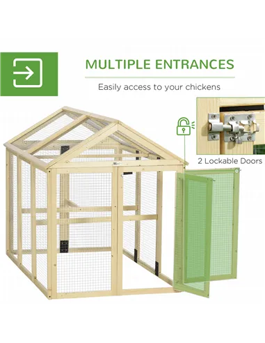 PawHut Large Chicken Run, Wooden Chicken coop, with Combinable Design - Natural Wood Finish