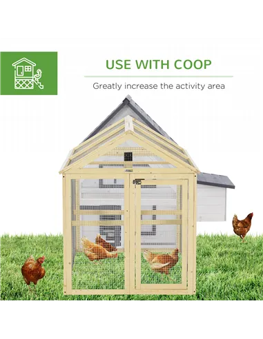 PawHut Large Chicken Run, Wooden Chicken coop, with Combinable Design - Natural Wood Finish