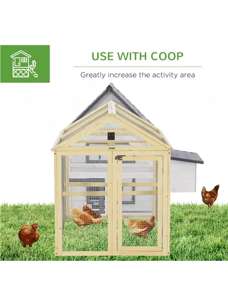 PawHut Large Chicken Run, Wooden Chicken coop, with Combinable Design - Natural Wood Finish