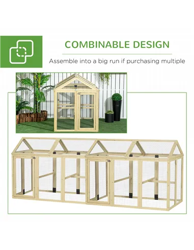 PawHut Large Chicken Run, Wooden Chicken coop, with Combinable Design - Natural Wood Finish