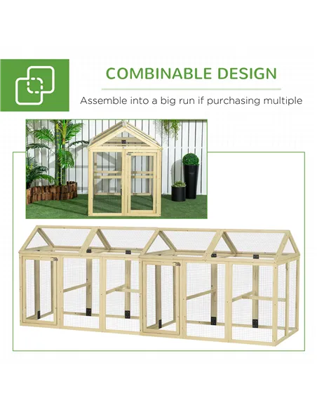 PawHut Large Chicken Run, Wooden Chicken coop, with Combinable Design - Natural Wood Finish