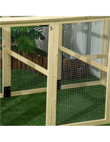 PawHut Large Chicken Run, Wooden Chicken coop, with Combinable Design - Natural Wood Finish