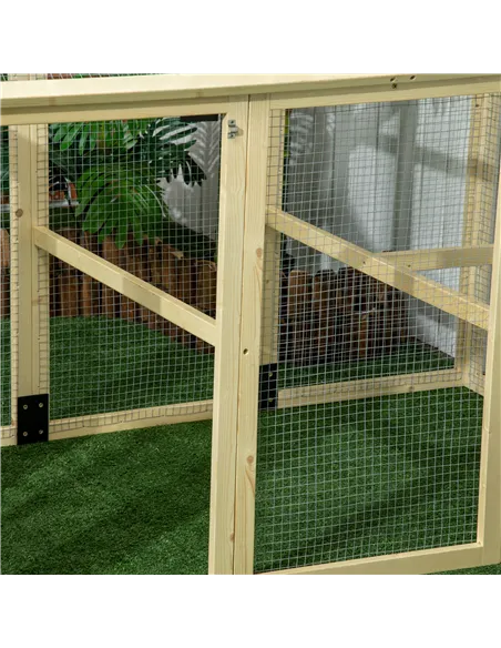 PawHut Large Chicken Run, Wooden Chicken coop, with Combinable Design - Natural Wood Finish